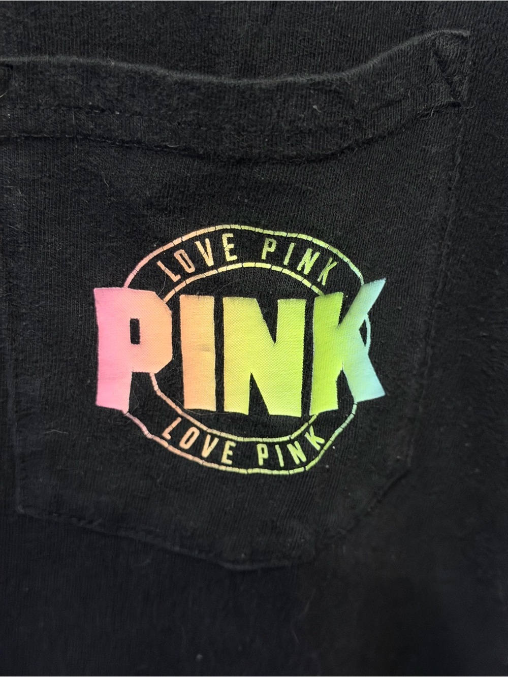 PINK Victoria's Secret Black Cotton Tee Label